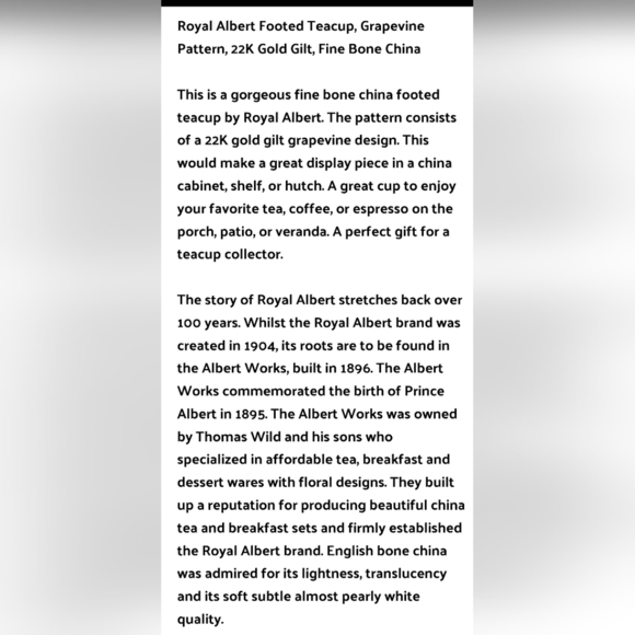 VINTAGE 4 piecea total Albert footed teacup grapevine pattern 22k gold gilt - Picture 10 of 10